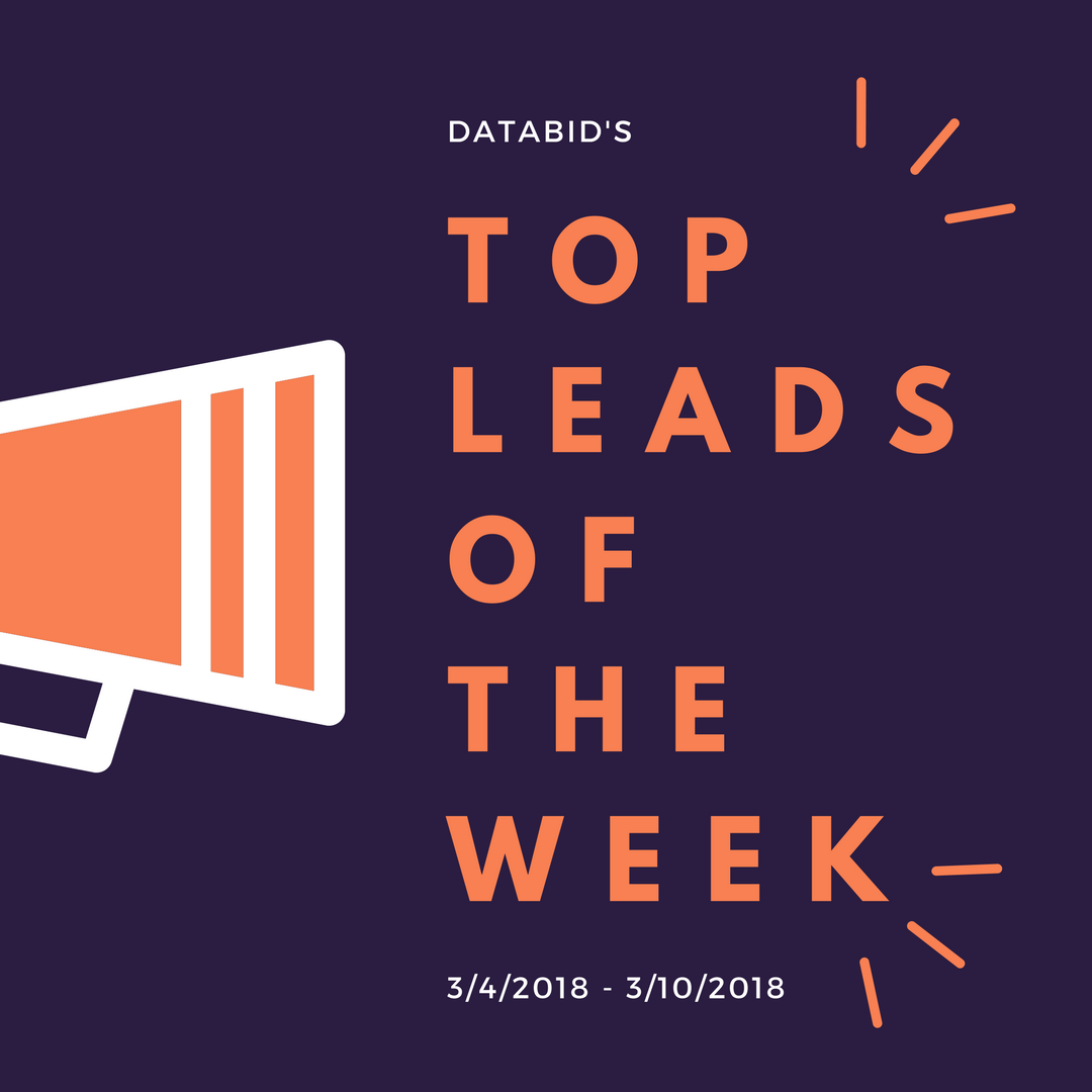 Databid's top leads of the week 3418-31018